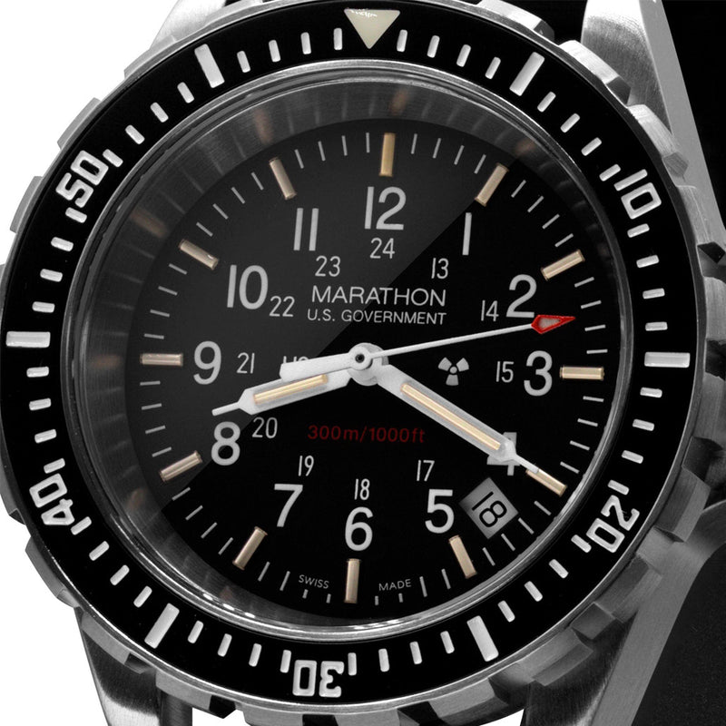 Marathon Swiss Made, TSAR Quartz Military Divers Watch with Sapphire Crystal #WW194007 zoom dial