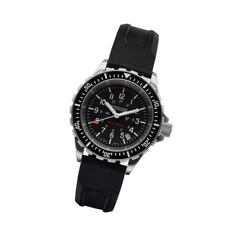 Marathon Swiss Made, TSAR Quartz Military Divers Watch with Sapphire Crystal #WW194007 tilt