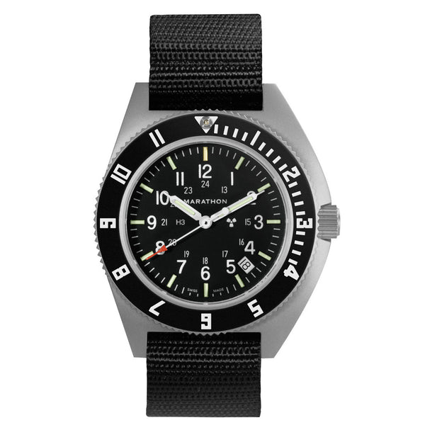 Marathon Swiss 41mm Steel Navigator with Tritium Tubes on Ballistic Strap #WW194013-GG-0101 zoom