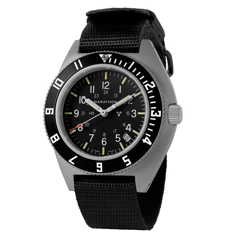 Marathon Swiss 41mm Steel Navigator with Tritium Tubes on Ballistic Strap #WW194013-GG-0101