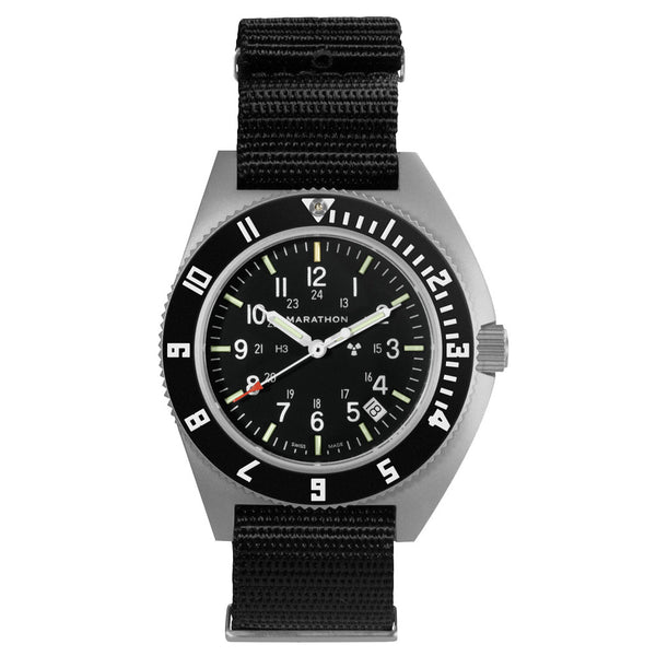 Marathon Swiss 41mm Steel Navigator with Tritium Tubes on DEFSTAN Nylon Strap #WW194013-GG-0103