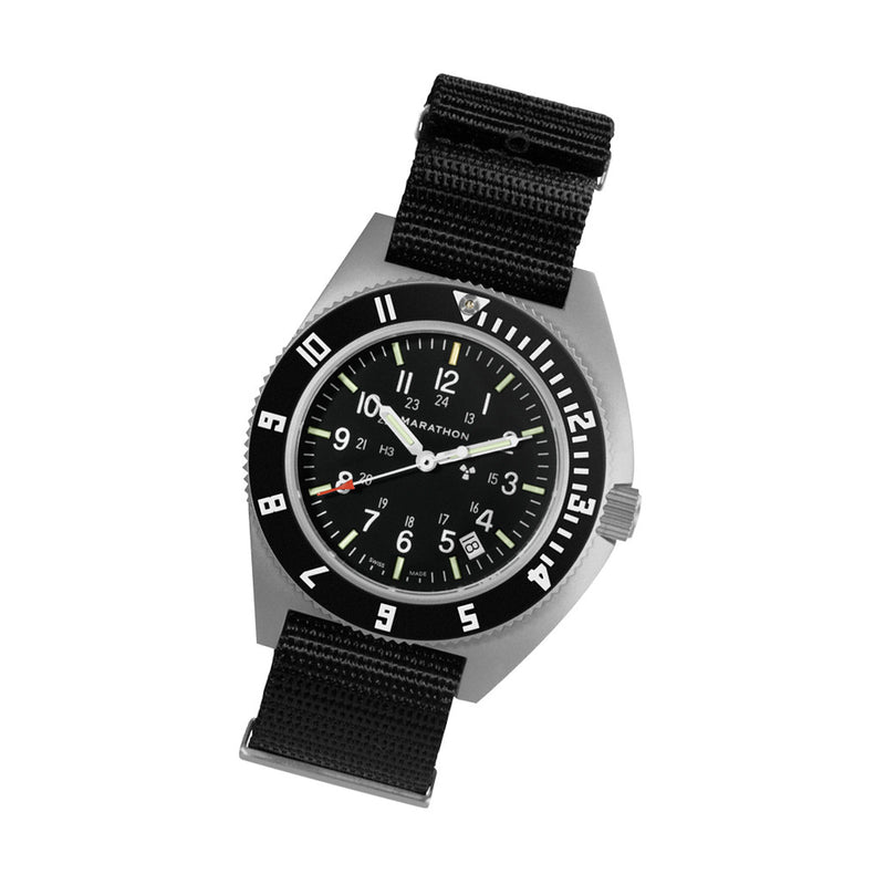 Marathon Swiss 41mm Steel Navigator with Tritium Tubes on DEFSTAN Nylon Strap #WW194013-GG-0103