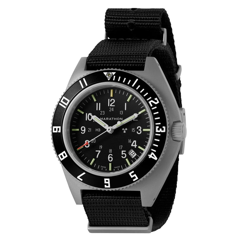 Marathon Swiss 41mm Steel Navigator with Tritium Tubes on DEFSTAN Nylon Strap #WW194013-GG-0103