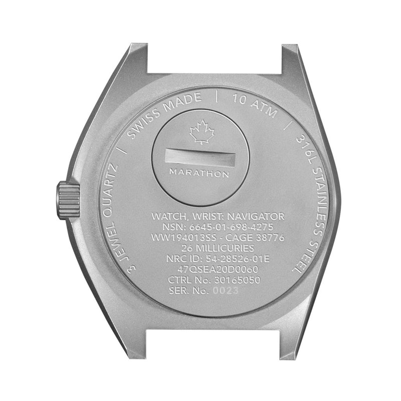 Marathon Swiss 41mm Steel Navigator with Tritium Tubes on DEFSTAN Nylon Strap #WW194013-GG-0103