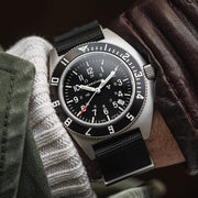 Marathon Swiss 41mm Steel Navigator with Tritium Tubes on DEFSTAN Nylon Strap #WW194013-GG-0103