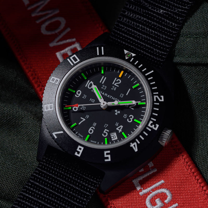 Marathon 41mm Cerashell Quartz Pilot's Navigator Watch (CSNAV-D) with Date #WW194013BK-0101