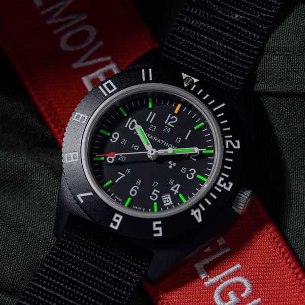 Marathon 41mm Cerashell Quartz Pilot's Navigator Watch (CSNAV-D) with Date #WW194013BK-0101