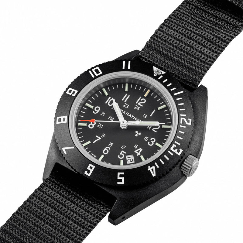 Marathon 41mm Cerashell Quartz Pilot's Navigator Watch (CSNAV-D) with Date #WW194013BK-0101