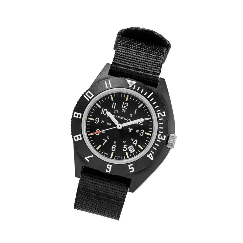 Marathon 41mm Cerashell Quartz Pilot's Navigator Watch (CSNAV-D) with Date #WW194013BK-0101