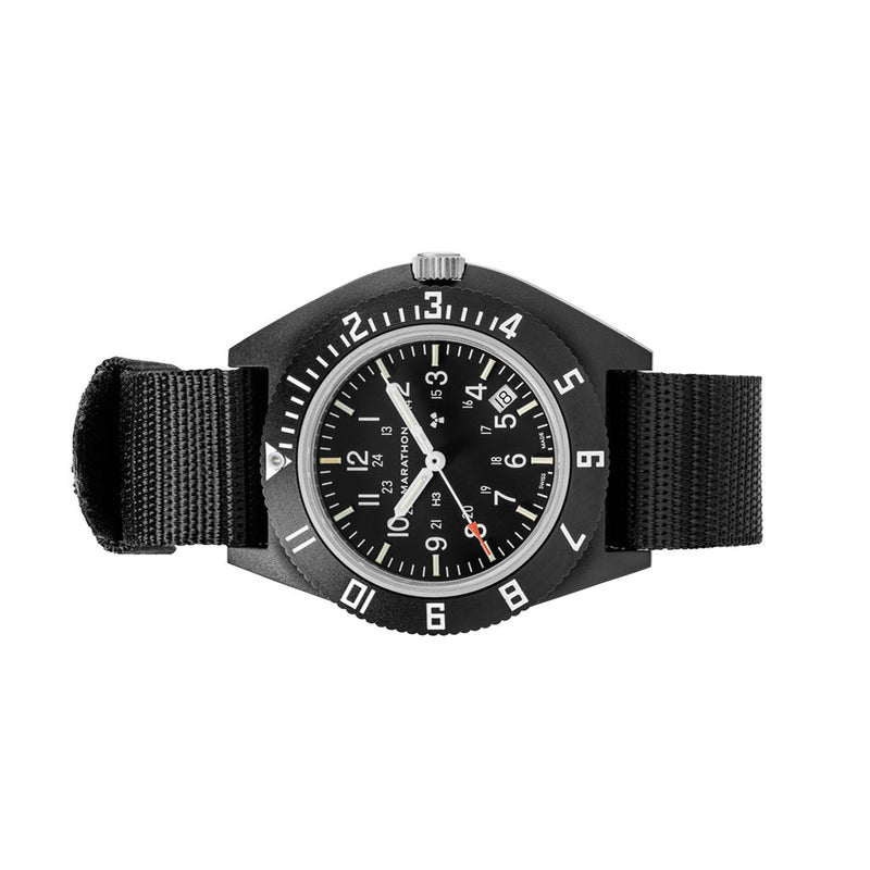 Marathon 41mm Cerashell Quartz Pilot's Navigator Watch (CSNAV-D) with Date #WW194013BK-0101