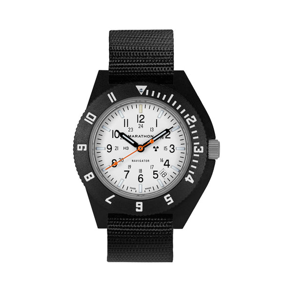 Marathon x Islander Special Edition White Dial Navigator with Blue Tritium Tubes #WW194013BK-9901