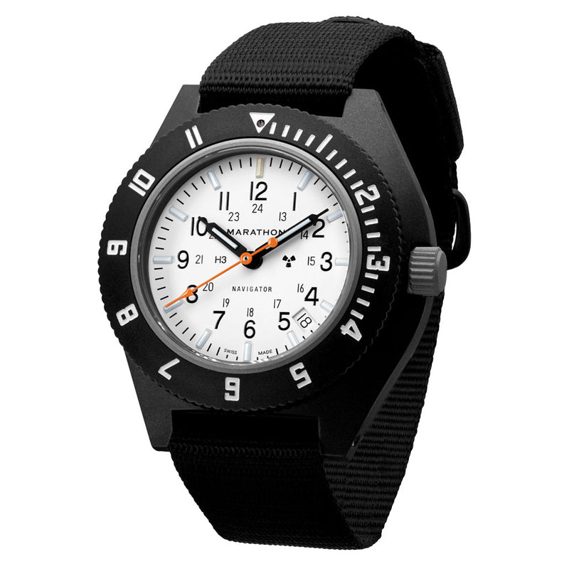 Marathon x Islander Special Edition White Dial Navigator with Blue Tritium Tubes #WW194013BK-9901