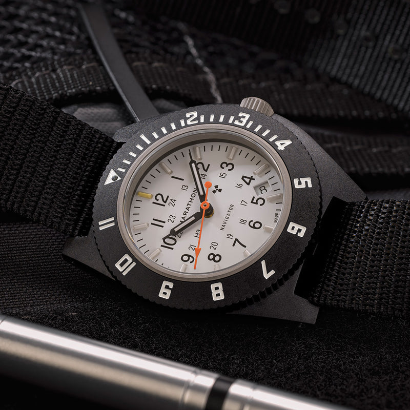 Marathon x Islander Special Edition White Dial Navigator with Blue Tritium Tubes #WW194013BK-9901