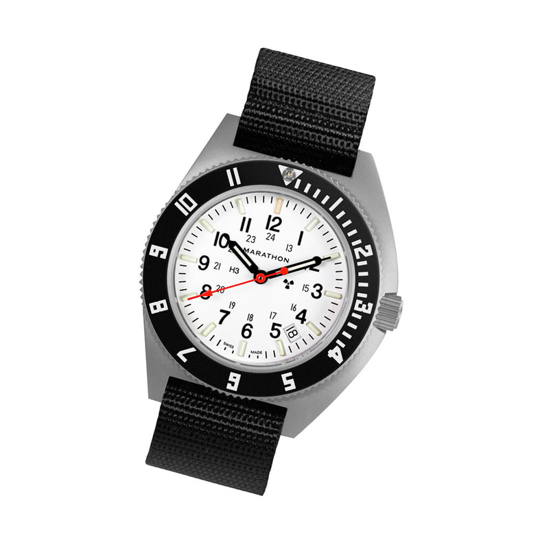 Marathon Swiss 41mm Arctic Steel Navigator with Tritium Tubes on Ballistic Strap #WW194013SS-0501