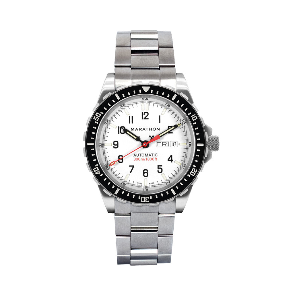メイSAR Marathon Jumbo Day-Date SAR Automatic Dive Watch with White Dial