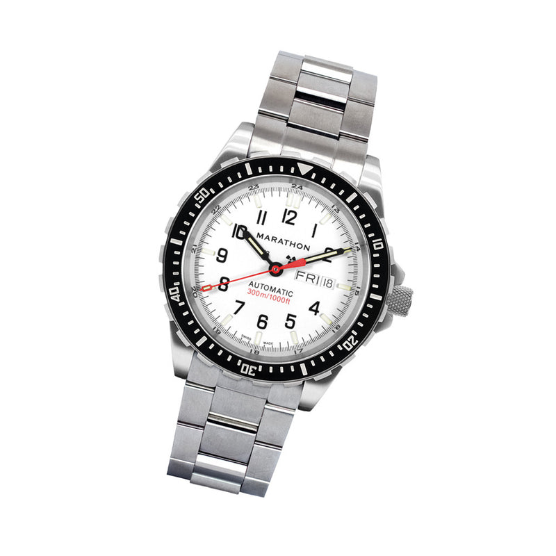 Marathon Jumbo Day-Date SAR Automatic Dive Watch with White Dial #WW194021-0509 tilt