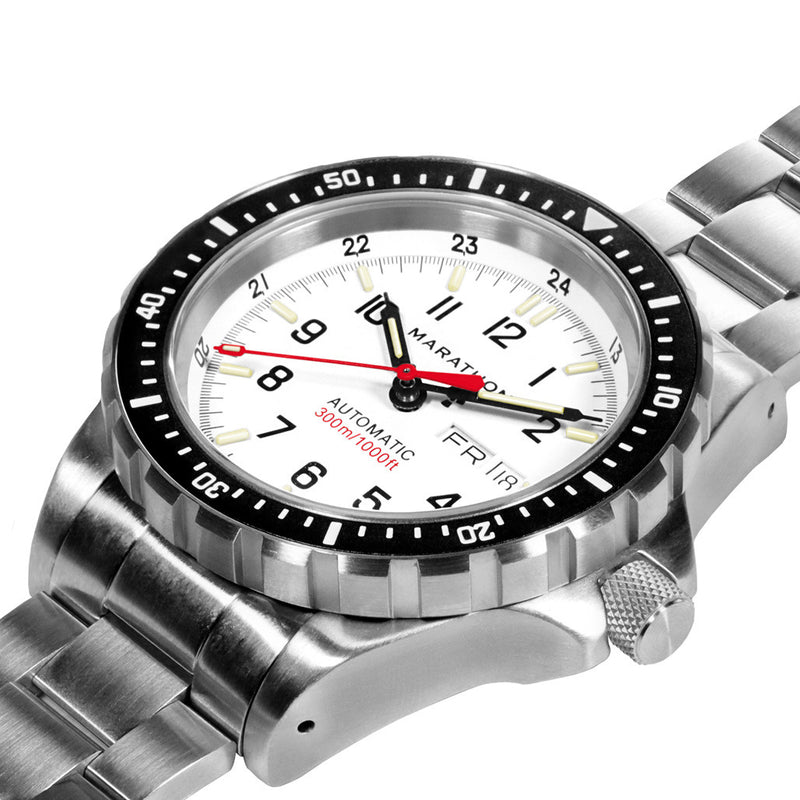 Marathon Jumbo Day-Date SAR Automatic Dive Watch with White Dial #WW194021-0509 crown