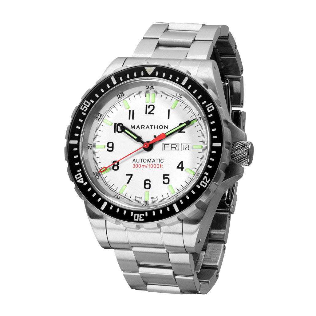 Marathon Jumbo Day-Date SAR Automatic Dive Watch with White Dial