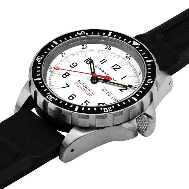 Marathon Jumbo Day-Date SAR Automatic Dive Watch with White Dial #WW194021-0530 crown