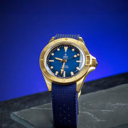 Yema 39mm Superman Bronze CMM.10 Blue Limited Edition on FKM Strap #YEMA-01
