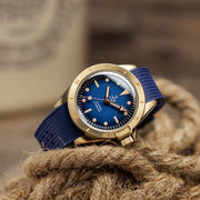 Yema 39mm Superman Bronze CMM.10 Blue Limited Edition on FKM Strap #YEMA-01