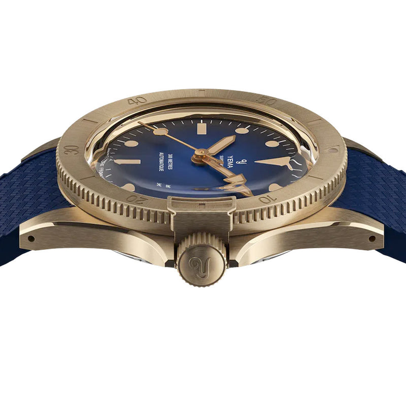 Yema 39mm Superman Bronze CMM.10 Blue Limited Edition on FKM Strap #YEMA-01