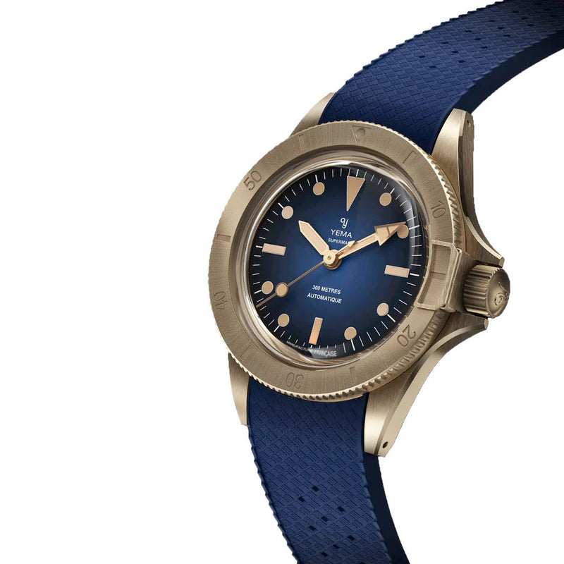 Yema 39mm Superman Bronze CMM.10 Blue Limited Edition on FKM Strap #YEMA-01