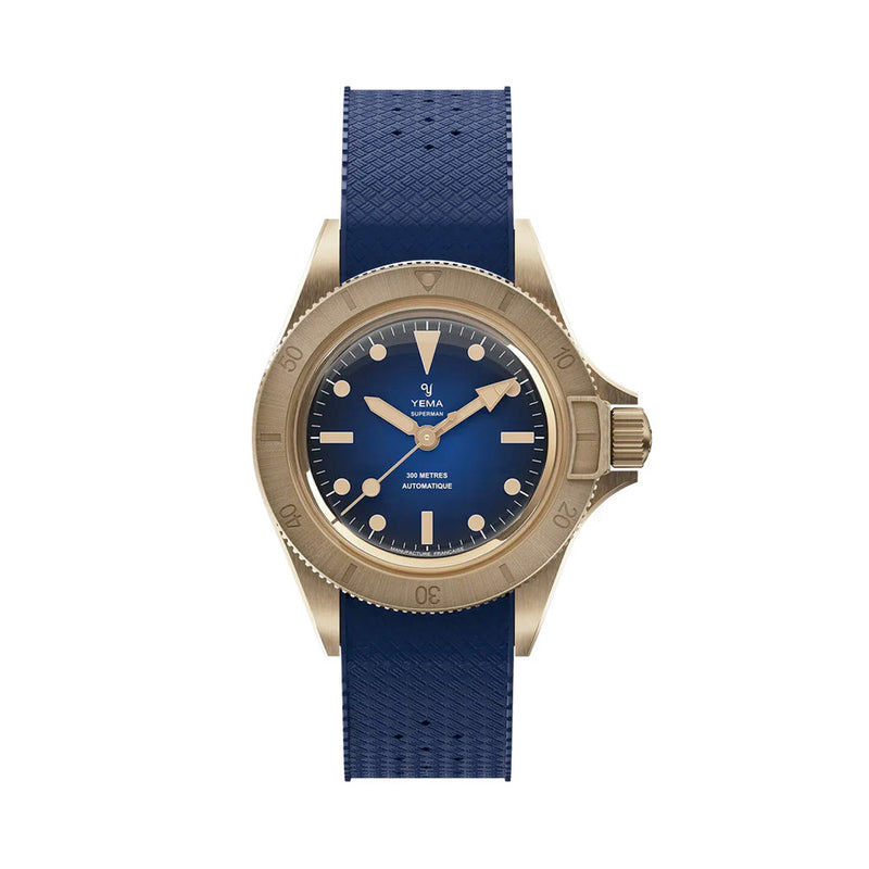 Yema 39mm Superman Bronze CMM.10 Blue Limited Edition on FKM Strap #YEMA-01
