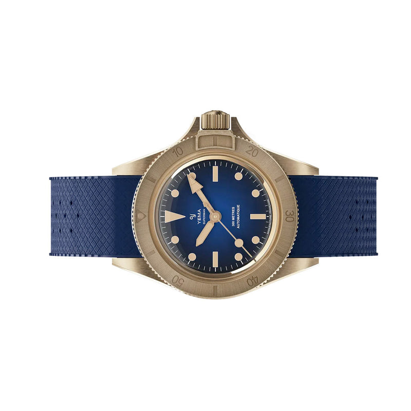 Yema 39mm Superman Bronze CMM.10 Blue Limited Edition on FKM Strap #YEMA-01