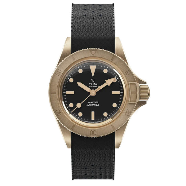 Yema 39mm Superman Bronze CMM.10 Black Limited Edition on FKM Strap #YEMA-02