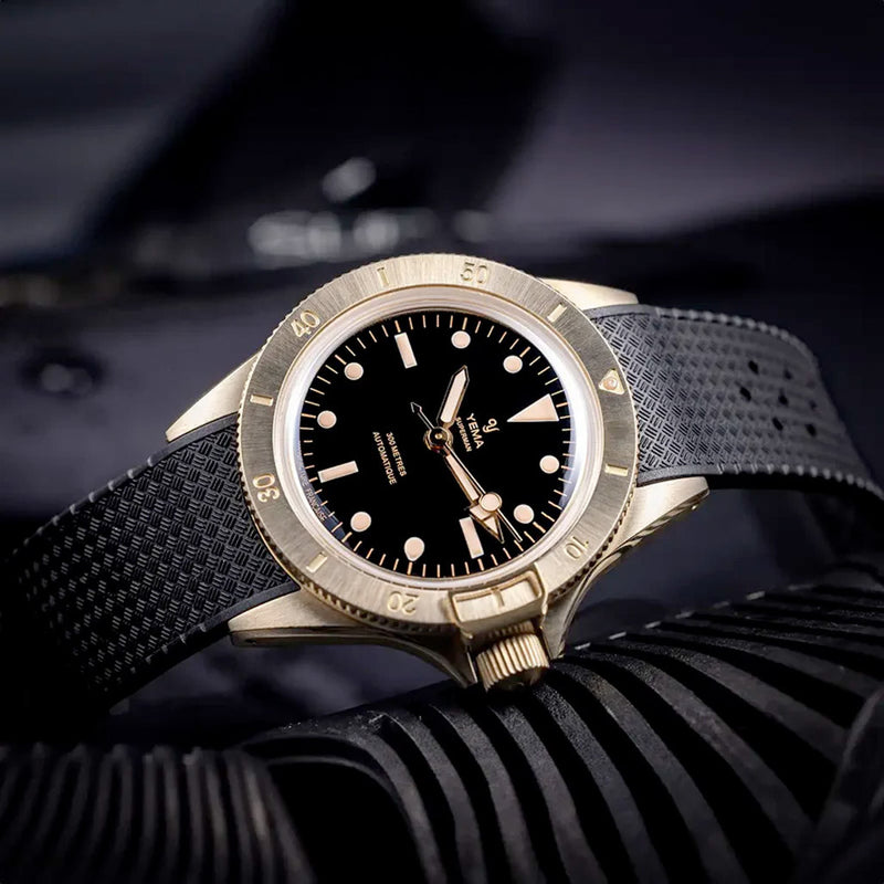 Yema 39mm Superman Bronze CMM.10 Black Limited Edition on FKM Strap #YEMA-02