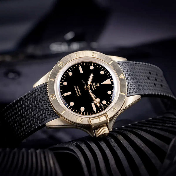 Yema 39mm Superman Bronze CMM.10 Black Limited Edition on FKM Strap #YEMA-02