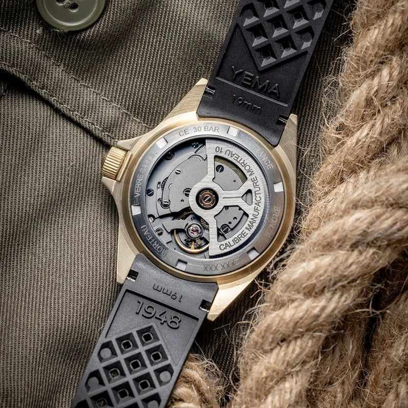 Yema 39mm Superman Bronze CMM.10 Black Limited Edition on FKM Strap #YEMA-02