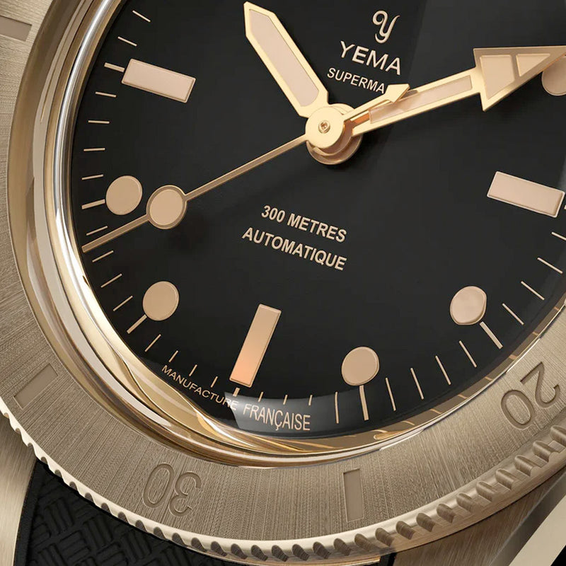 Yema 39mm Superman Bronze CMM.10 Black Limited Edition on FKM Strap #YEMA-02