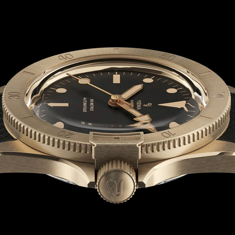 Yema 39mm Superman Bronze CMM.10 Black Limited Edition on FKM Strap #YEMA-02