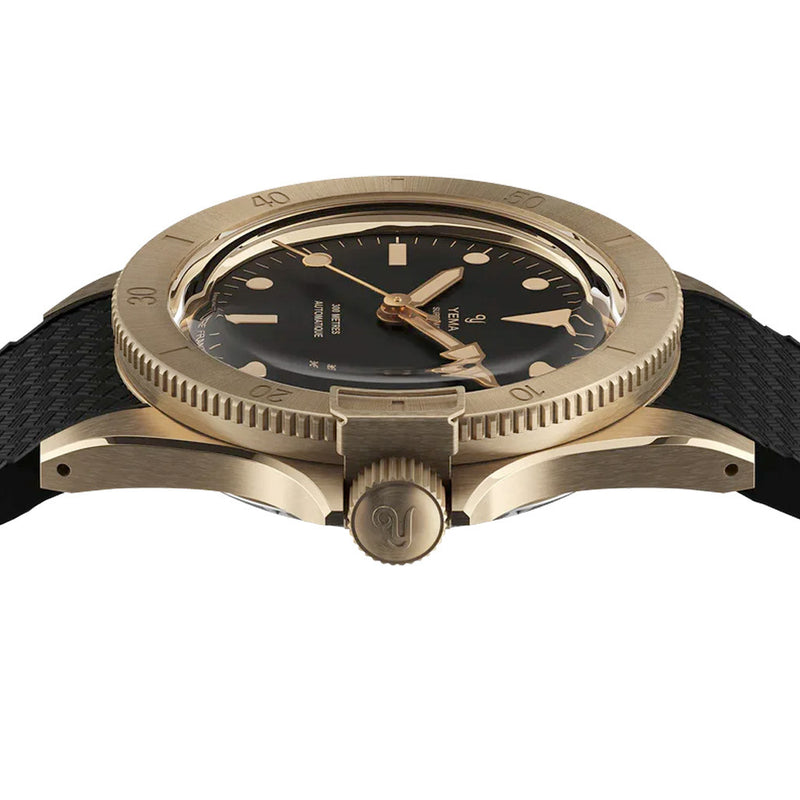 Yema 39mm Superman Bronze CMM.10 Black Limited Edition on FKM Strap #YEMA-02