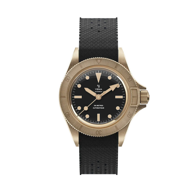 Yema 39mm Superman Bronze CMM.10 Black Limited Edition on FKM Strap #YEMA-02