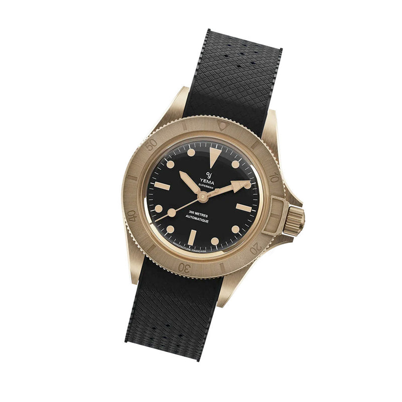 Yema 39mm Superman Bronze CMM.10 Black Limited Edition on FKM Strap #YEMA-02