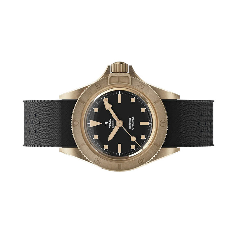Yema 39mm Superman Bronze CMM.10 Black Limited Edition on FKM Strap #YEMA-02