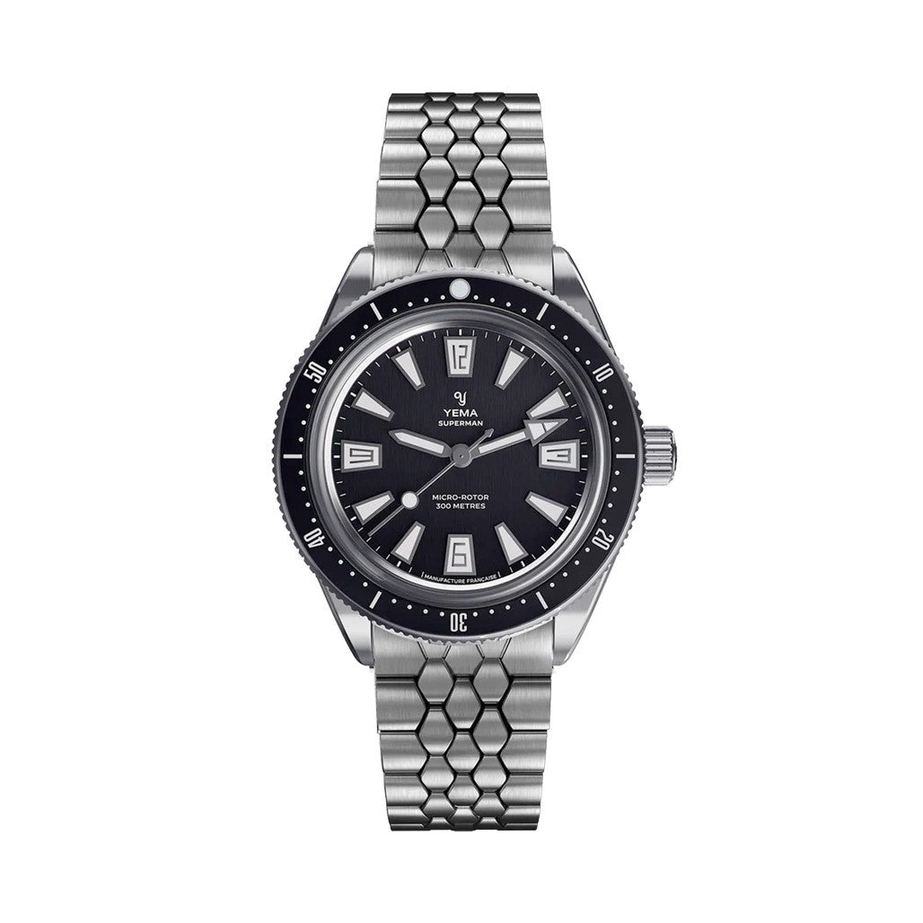 Yema Skin Diver CMM.20 with Black Dial on Bracelet #YEMA-03 — Long