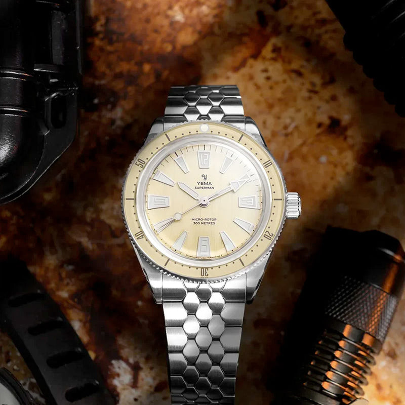 Yema Skin Diver CMM.20 with Beige Dial on Bracelet #YEMA-04