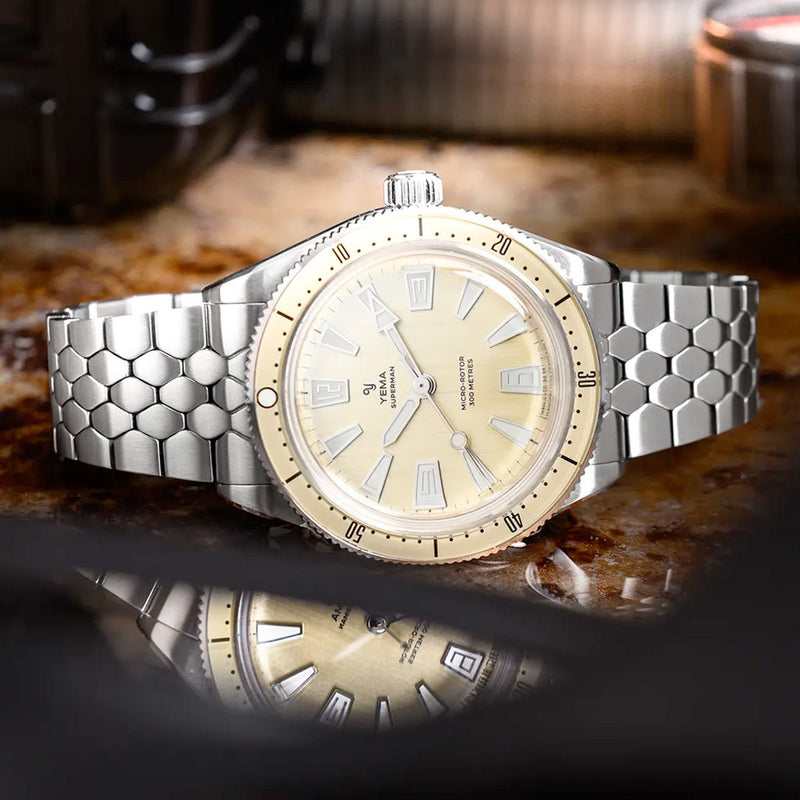 Yema Skin Diver CMM.20 with Beige Dial on Bracelet #YEMA-04