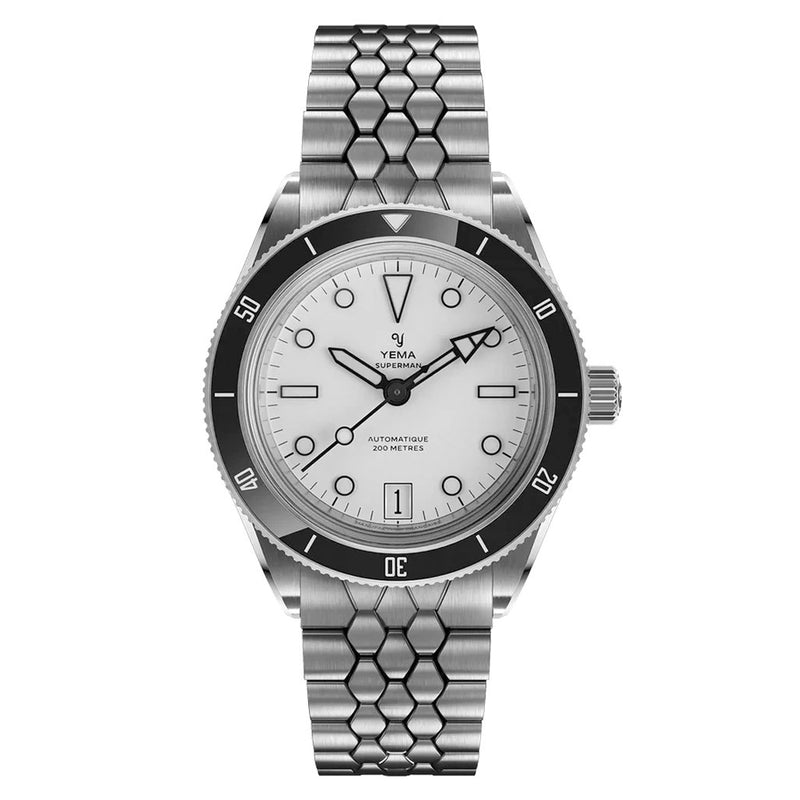Yema Superman Dato CMM.10 with White Dial on Bracelet #YEMA-07