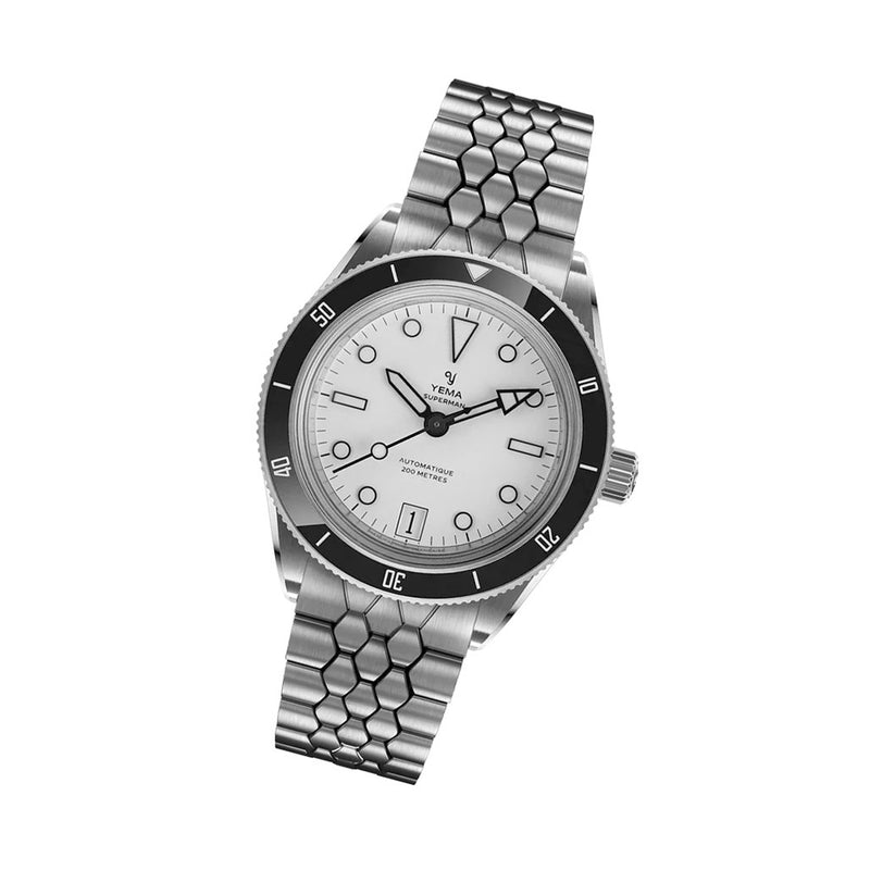 Yema Superman Dato CMM.10 with White Dial on Bracelet #YEMA-07