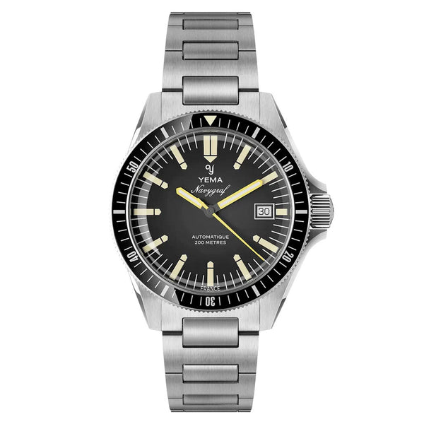 Yema Navy Heritage with Black Dial on Bracelet #YEMA-09