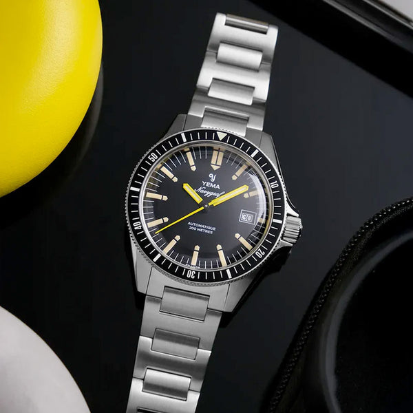 Yema Navy Heritage with Black Dial on Bracelet #YEMA-09