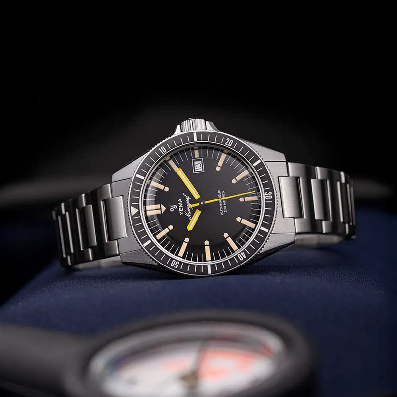 Yema Navy Heritage with Black Dial on Bracelet #YEMA-09
