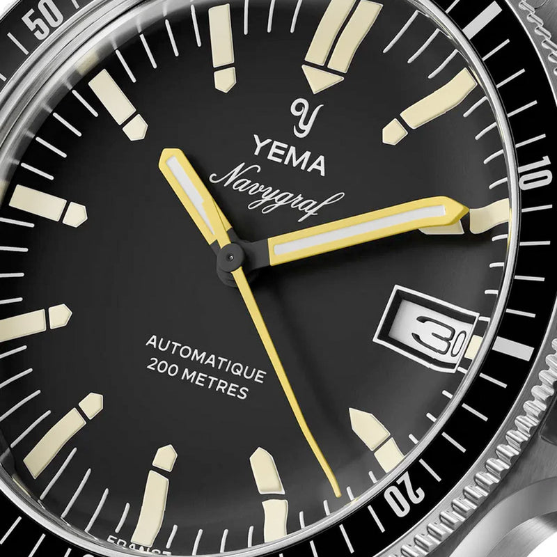Yema Navy Heritage with Black Dial on Bracelet #YEMA-09