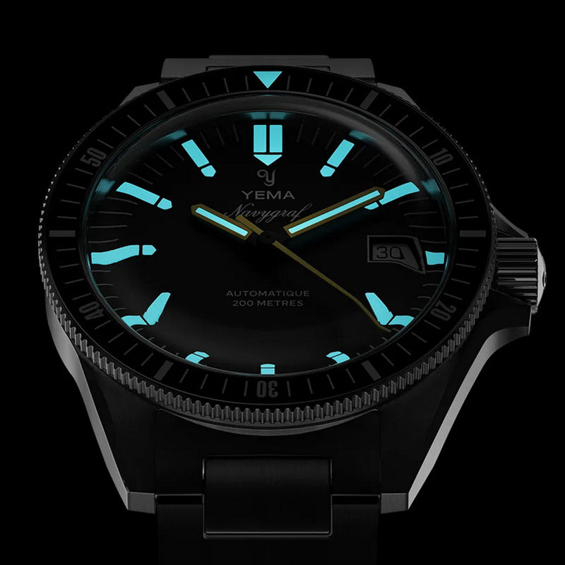 Yema Navy Heritage with Black Dial on Bracelet #YEMA-09