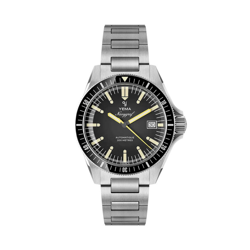 Yema Navy Heritage with Black Dial on Bracelet #YEMA-09